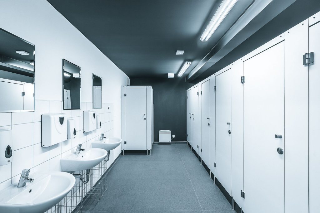Aufnahme eines Sanitärcontainers von innen
