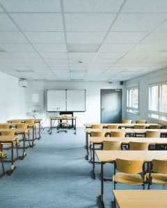 Klassenraum der Modulbau-Erweiterung des BvS Gymnasiums in Oberhausen