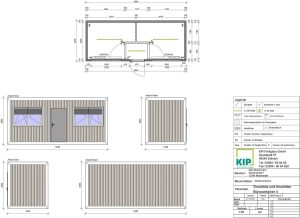 Bauplan und Maße eines Bürocontainers vom Typ 4