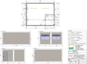 Bauplan und Maße eines Büro-/Sanitärcontainers vom Typ 17