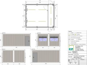 Bauplan und Maße eines Büro-/Sanitärcontainers vom Typ 18