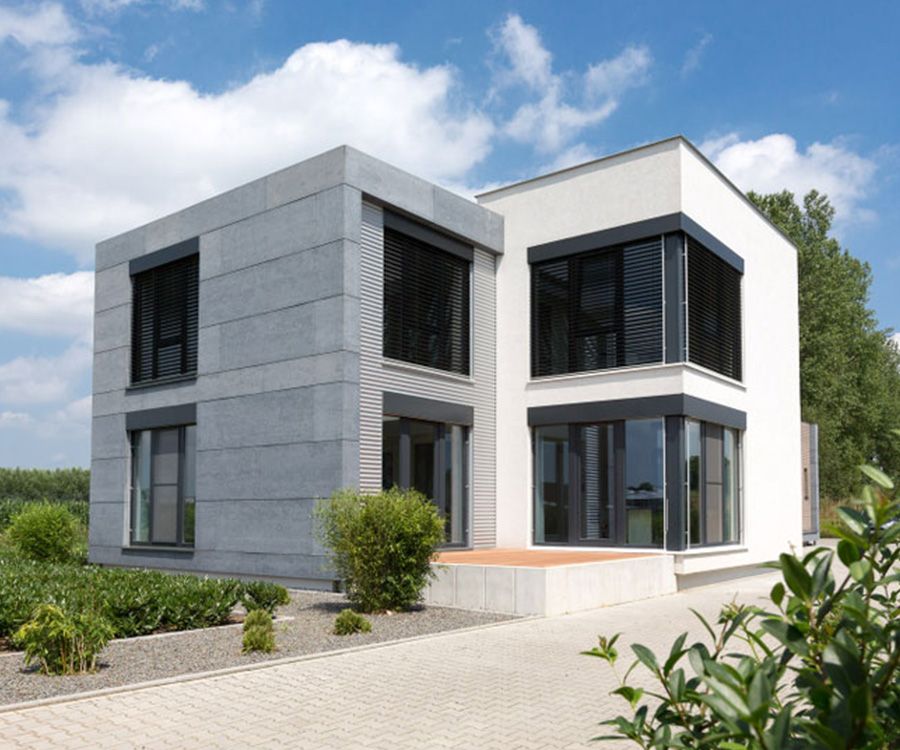 Unser Containergebäude von außen, das als unser Büro- und Verwaltungsgebäude dient
